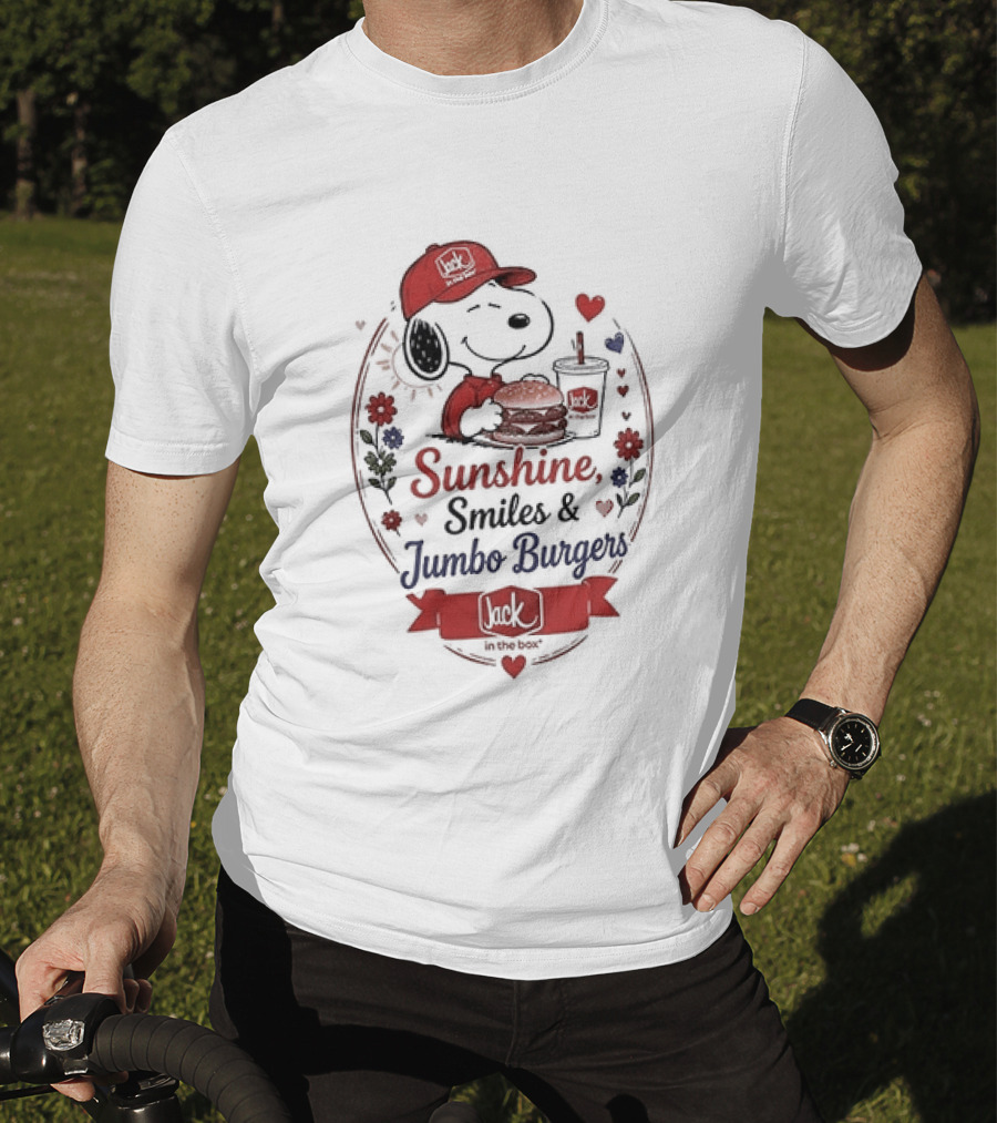 Peanuts Snoopy Sunshine Smiles Jumbo Burgers Collaboration With Jack In The Box T-Shirt