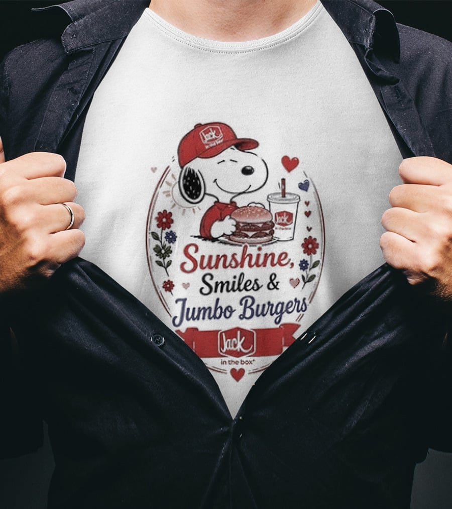 Peanuts Snoopy Sunshine Smiles Jumbo Burgers Collaboration With Jack In The Box T-Shirt