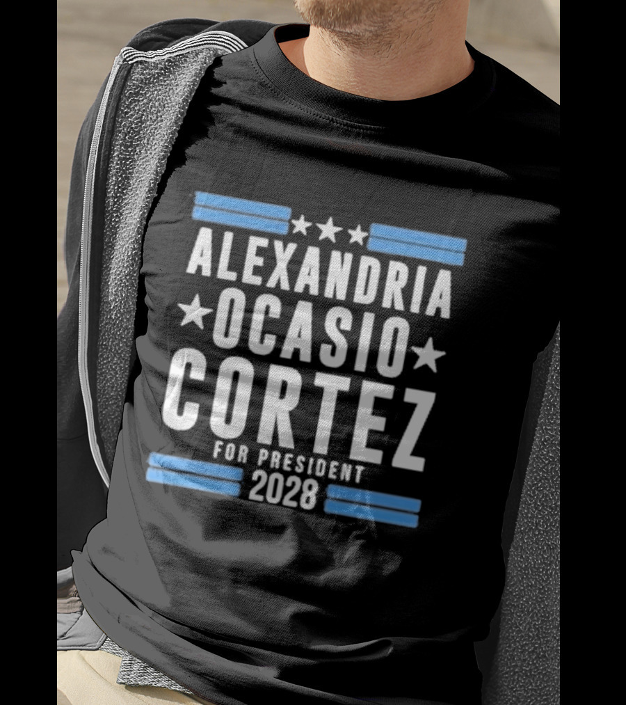 Alexandria Ocasio Cortez For President 2028 Stars Stripes Campaign T-Shirt