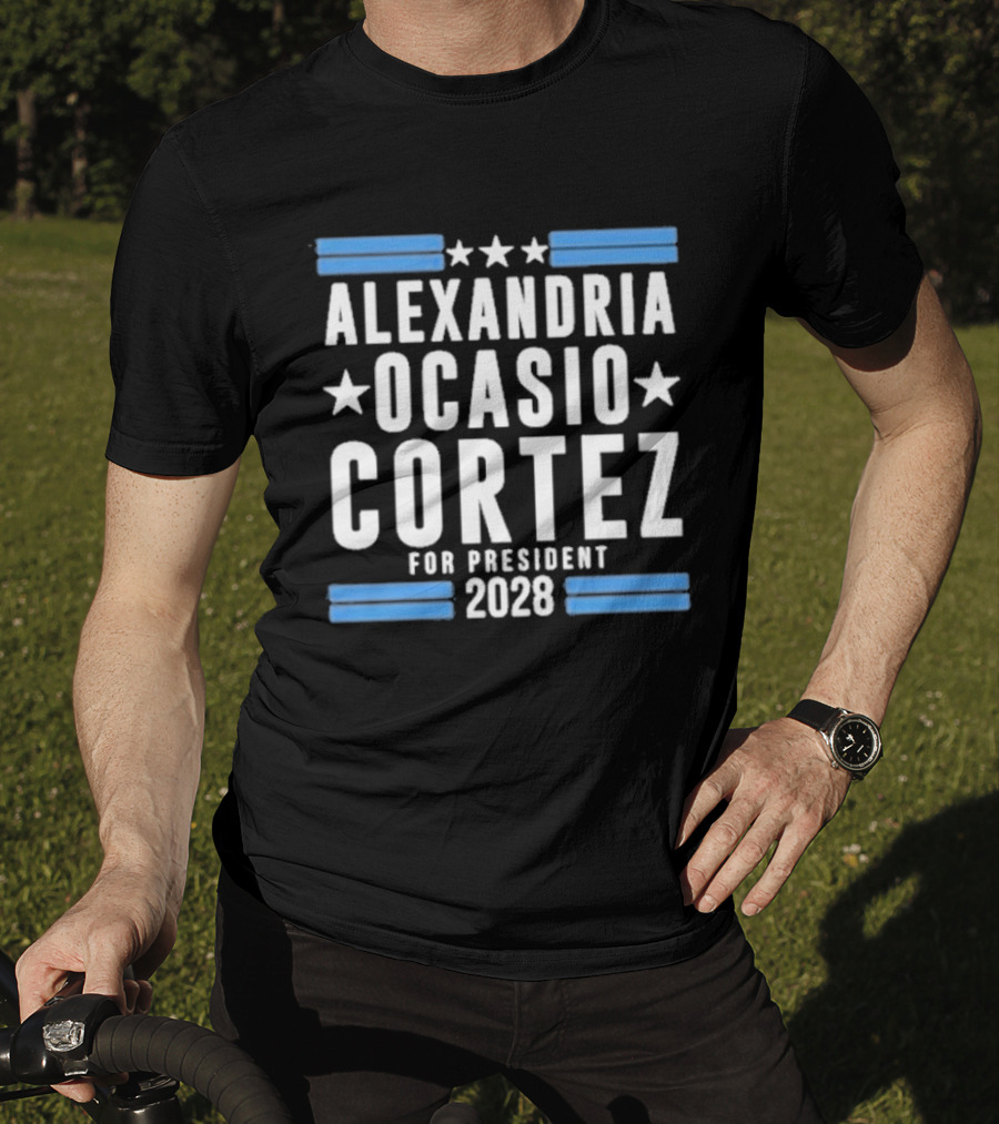 Alexandria Ocasio Cortez For President 2028 Stars Stripes Campaign T-Shirt