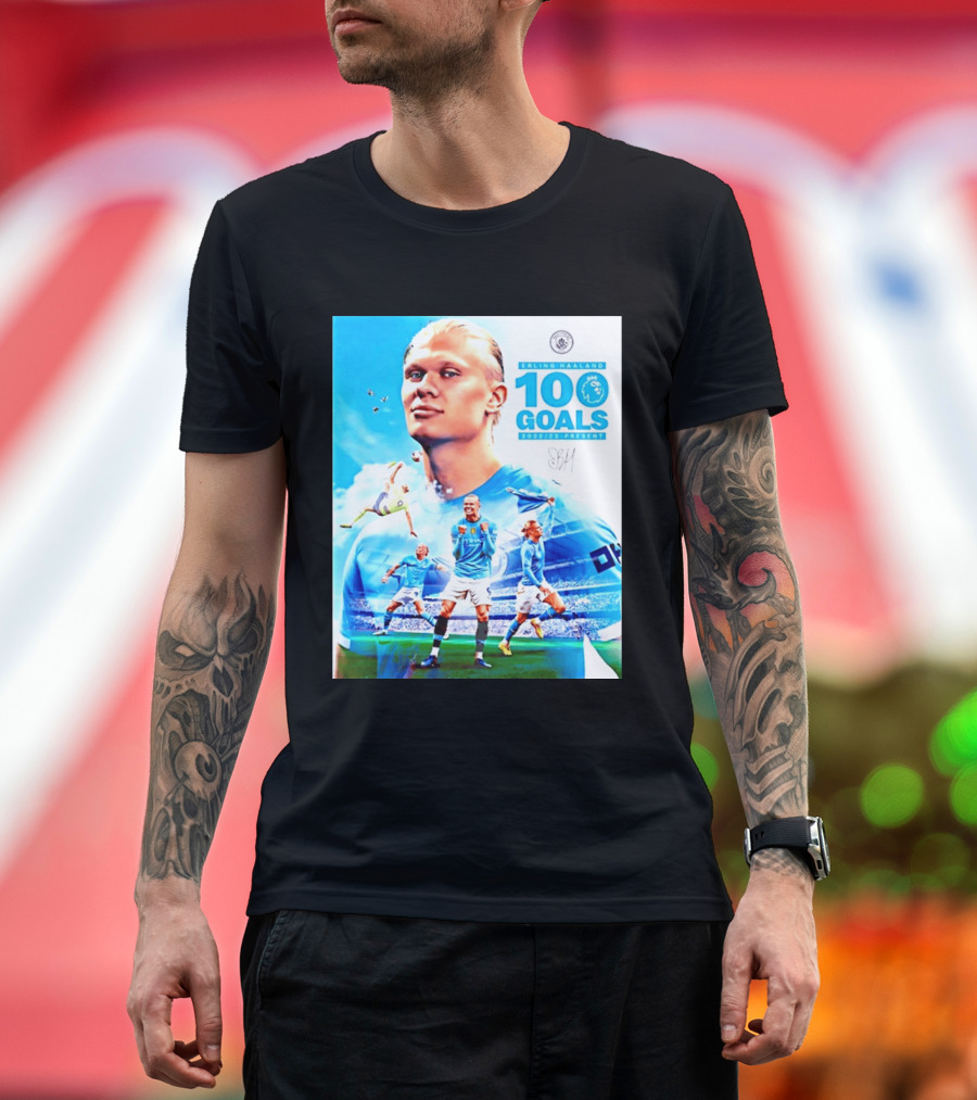Erling Haaland 100 Goals Premier League 2022 2023 Present T-Shirt