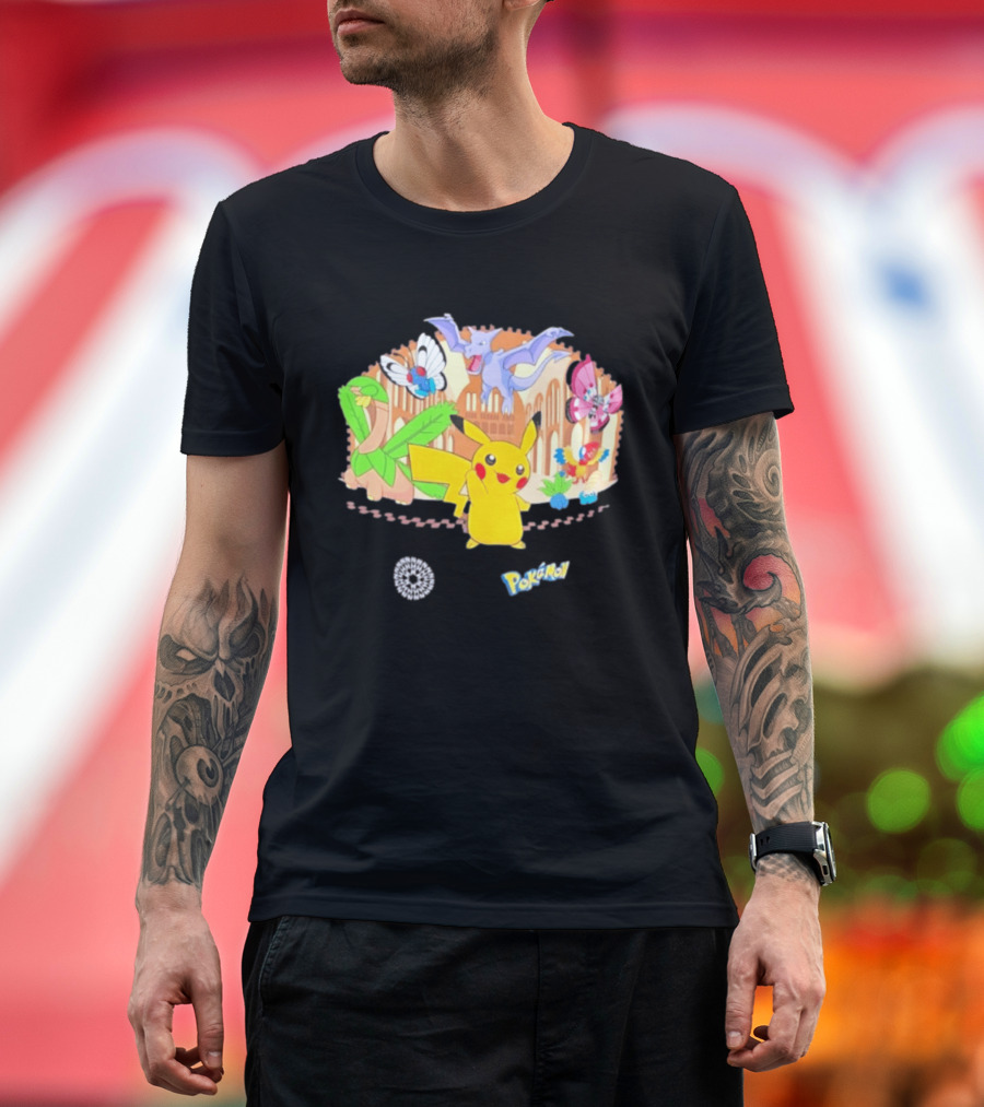 Pokecology Pikachu Aerodactyl Butterfree Vivillon Lileep Natural History Museum Collaboration T-Shirt