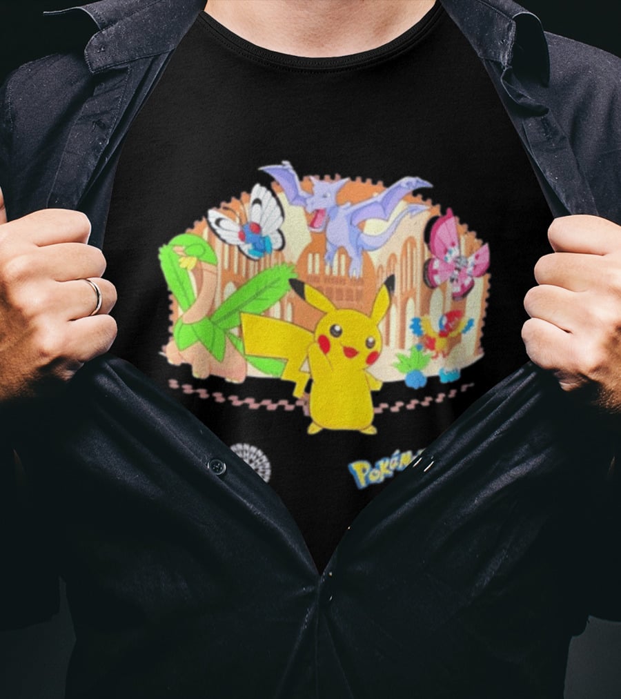Pokecology Pikachu Aerodactyl Butterfree Vivillon Lileep Natural History Museum Collaboration T-Shirt