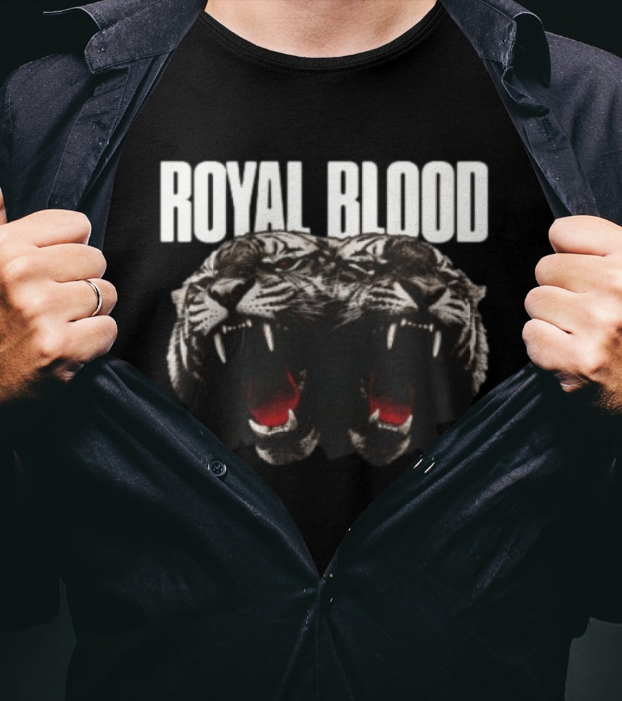 Royal Blood Dead Company Coloured Tiger Faded Black T-Shirt