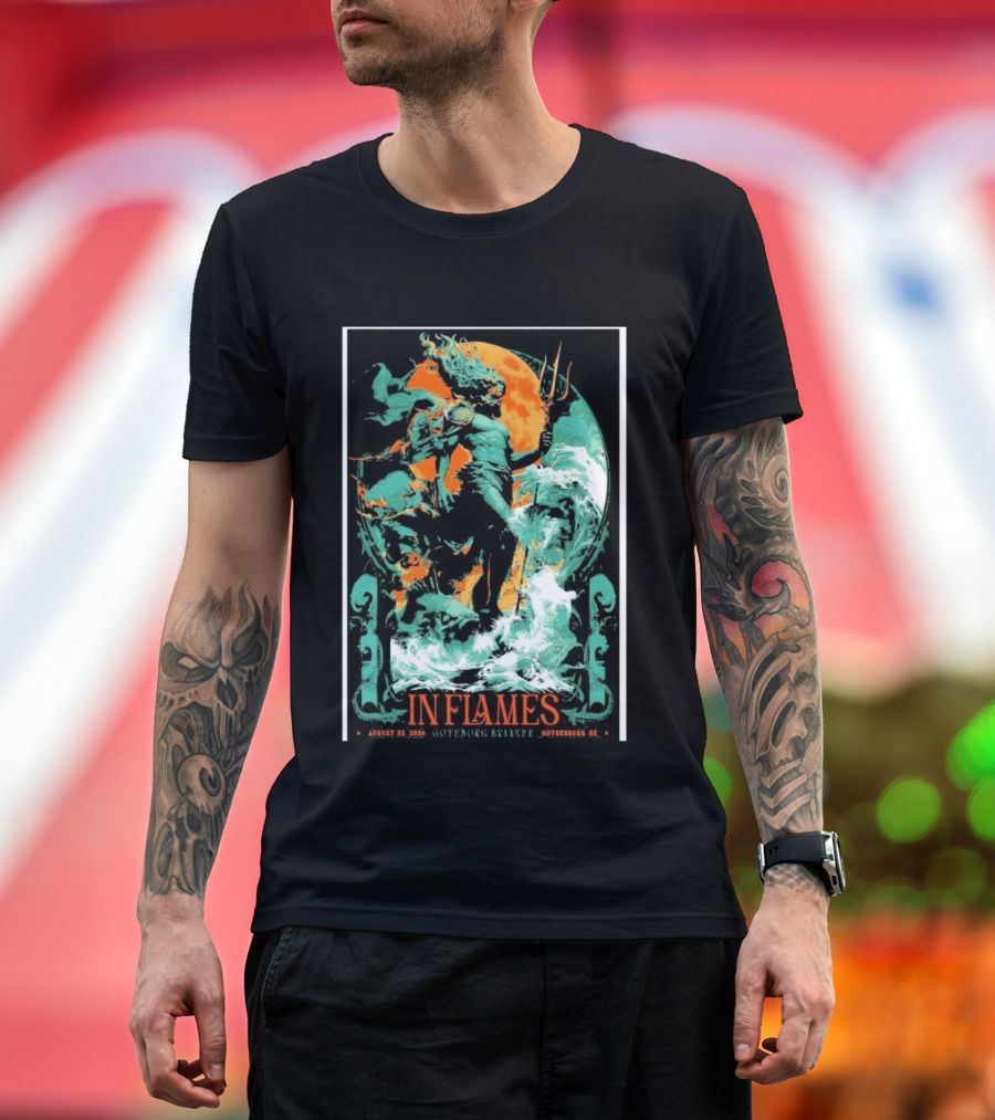 In Flames Göteborg Brinner August 22 2026 Poseidon Trident Concert Event Gothenburg SE T-Shirt