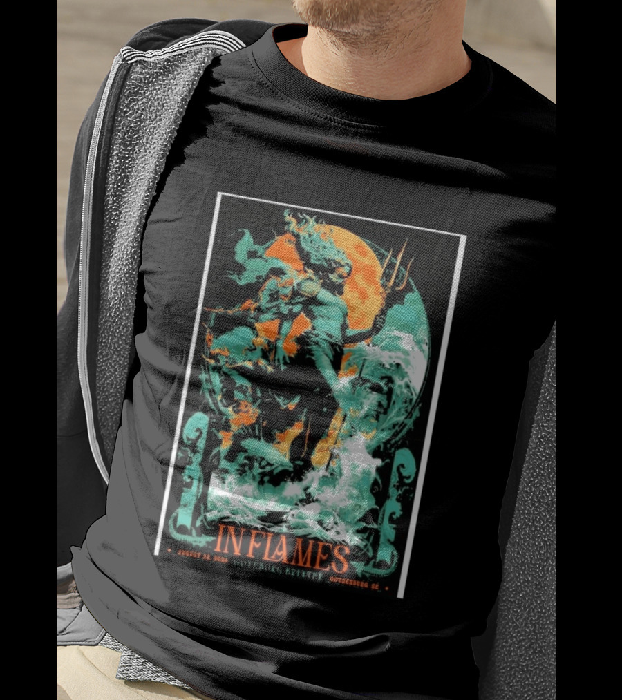 In Flames Göteborg Brinner August 22 2026 Poseidon Trident Concert Event Gothenburg SE T-Shirt