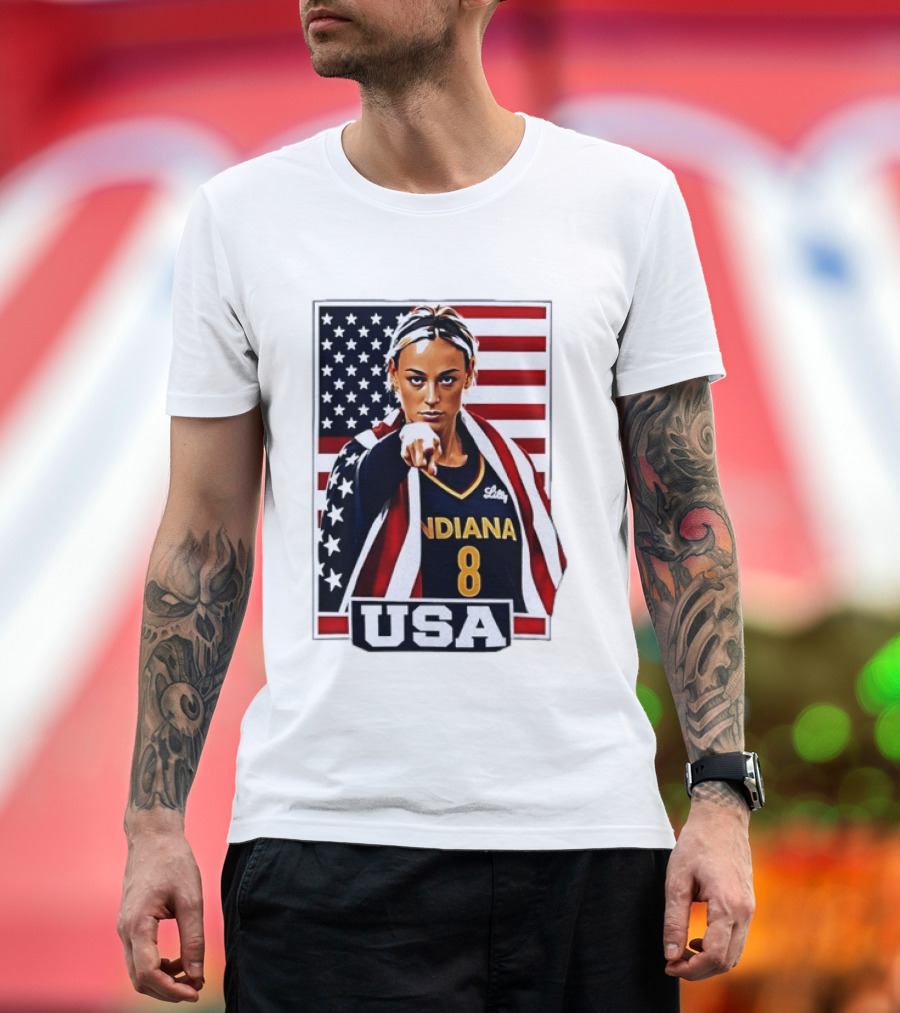 Lexie Hull Indiana Fever 8 USA WNBA Basketball Flag T-Shirt