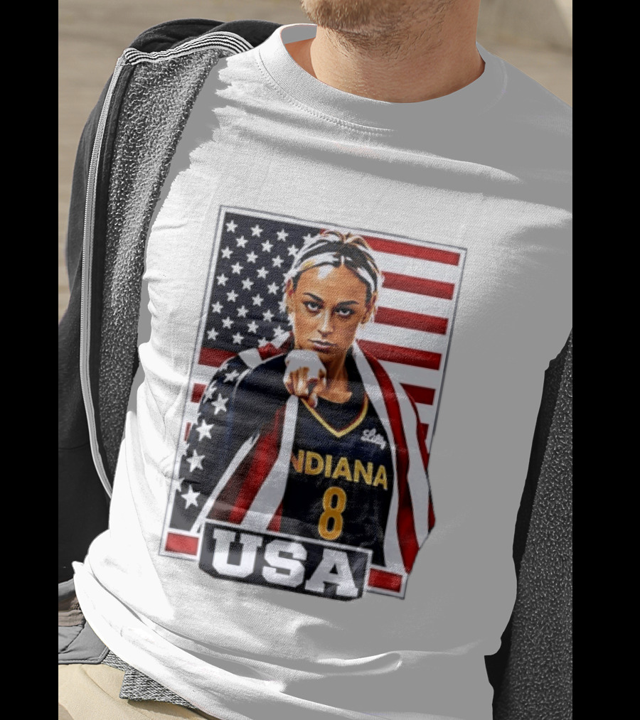 Lexie Hull Indiana Fever 8 USA WNBA Basketball Flag T-Shirt