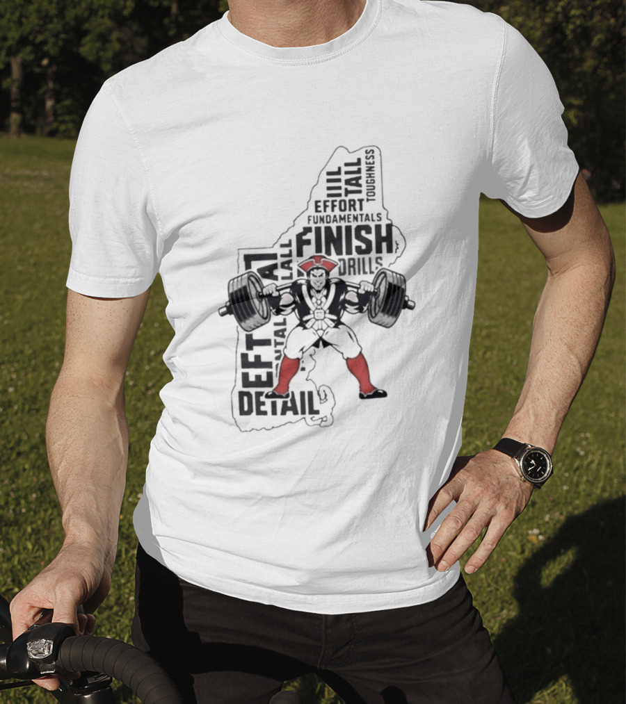 Pat Patriot Colonial Barbell Finish Drill Effort Detail T-Shirt