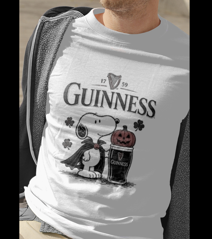 Guinness Snoopy Halloween Vampire Dark Brew Pumpkin T-Shirt