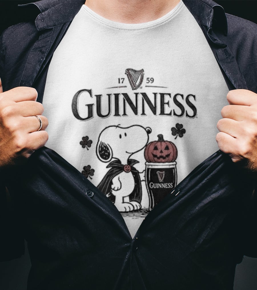 Guinness Snoopy Halloween Vampire Dark Brew Pumpkin T-Shirt