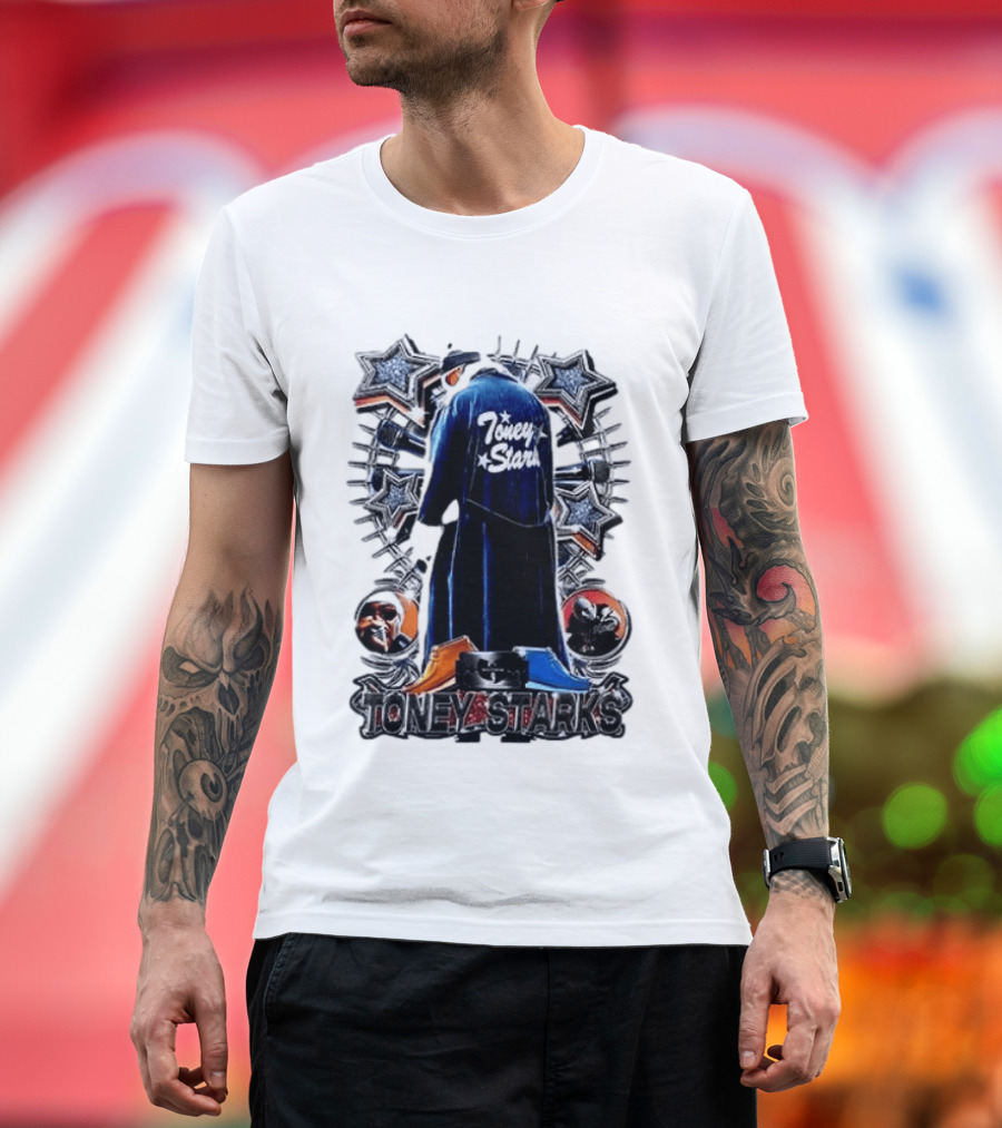 Toney Starks Blue Coat Star Motif Back Cover Art With Big Pun T-Shirt