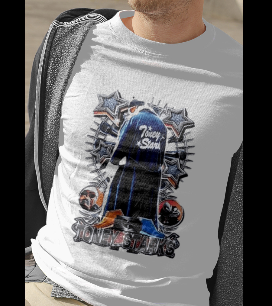 Toney Starks Blue Coat Star Motif Back Cover Art With Big Pun T-Shirt