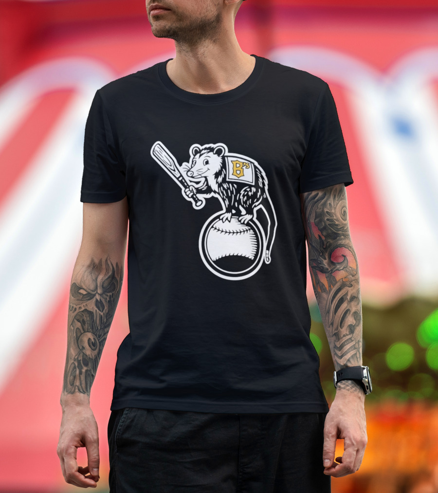 B's Baseball Opossum Batting On Ball T-Shirt