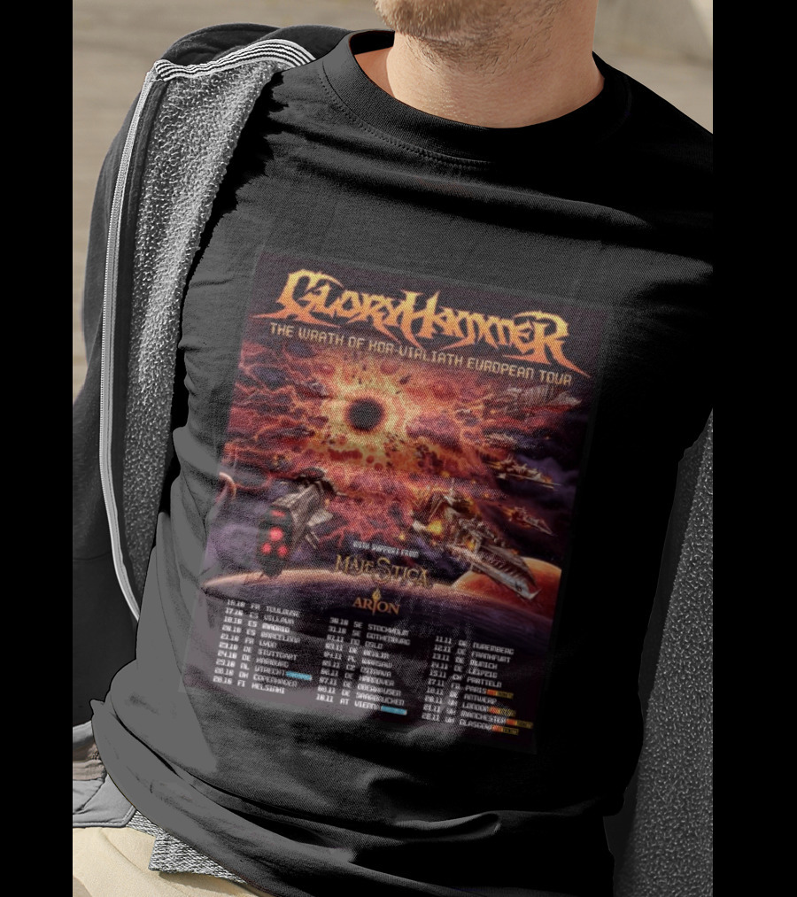 Gloryhammer The Wrath Of Kor Virliath European Tour Dates With Support From Majestica Arion T-Shirt