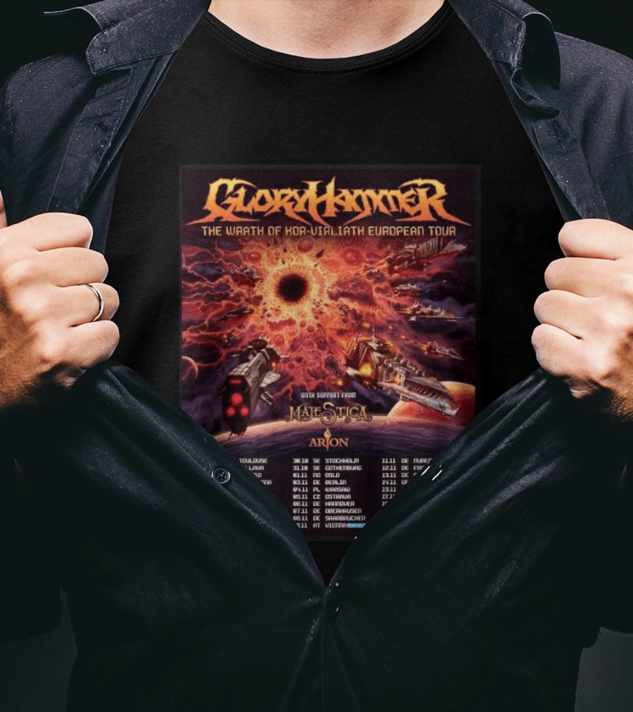 Gloryhammer The Wrath Of Kor Virliath European Tour Dates With Support From Majestica Arion T-Shirt
