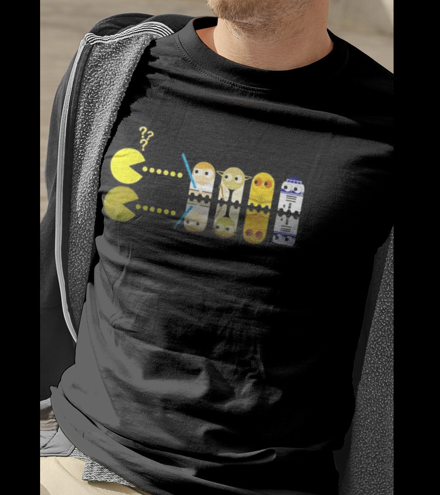 Pac Man Star Wars Crossover Luke Skywalker Yoda R2D2 T-Shirt