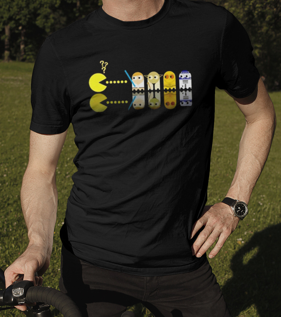 Pac Man Star Wars Crossover Luke Skywalker Yoda R2D2 T-Shirt