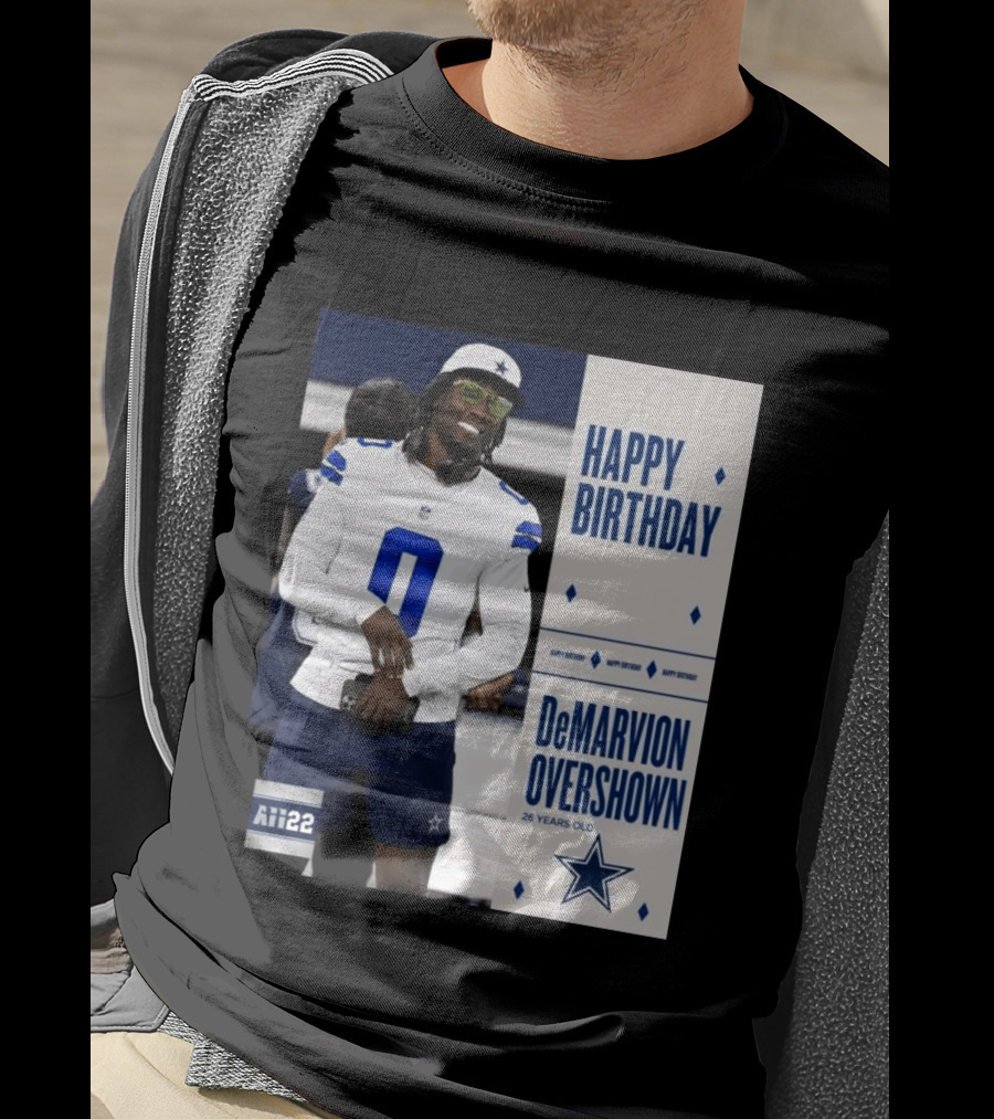 Happy Birthday DeMarvion Overshown 26 Years Old Dallas Cowboys Linebacker Celebration T-Shirt