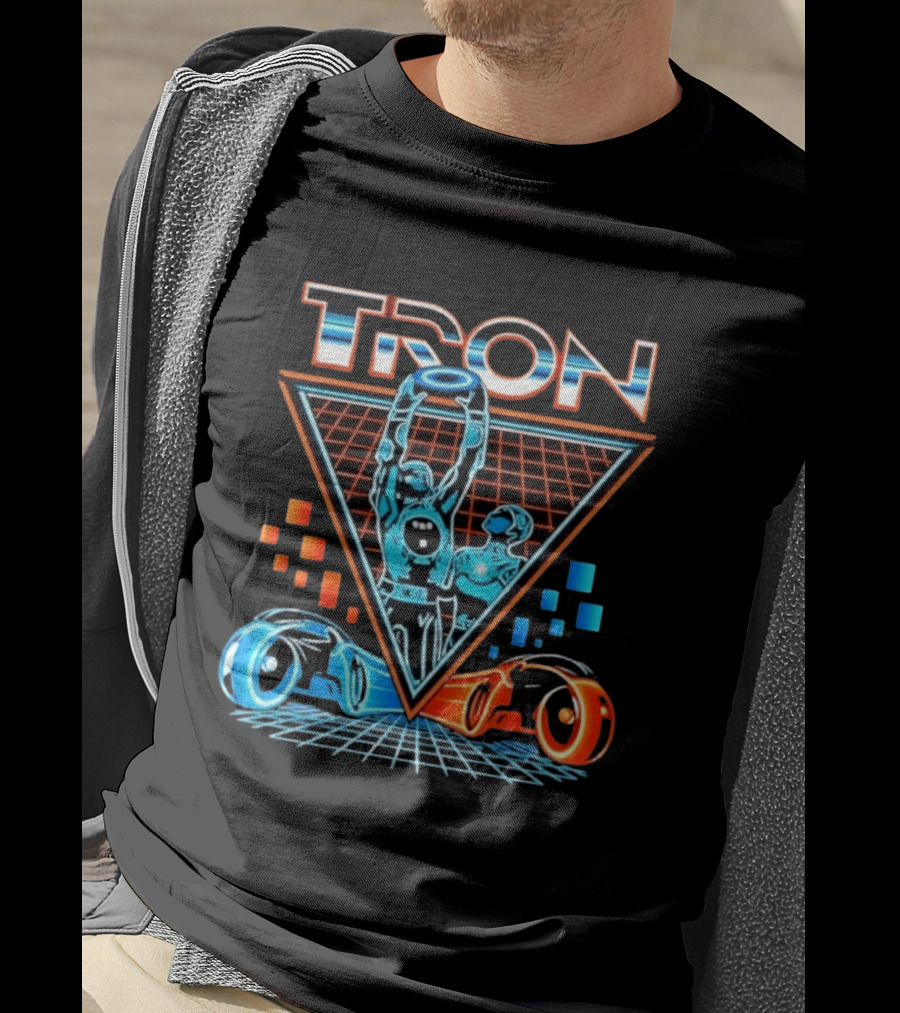Tron Light Cycle Grid Sci Fi 80s Movie Characters And Iconic Vehicles T-Shirt