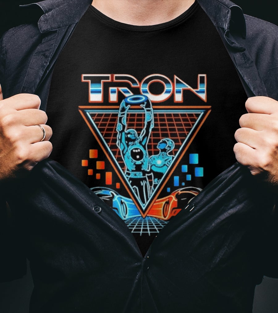 Tron Light Cycle Grid Sci Fi 80s Movie Characters And Iconic Vehicles T-Shirt