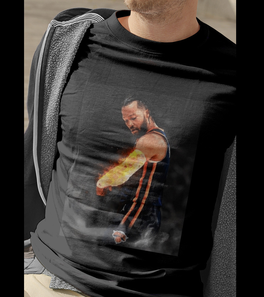 Happy International Lefthanders Day Jalen Brunson Knicks Player Flaming Arm T-Shirt