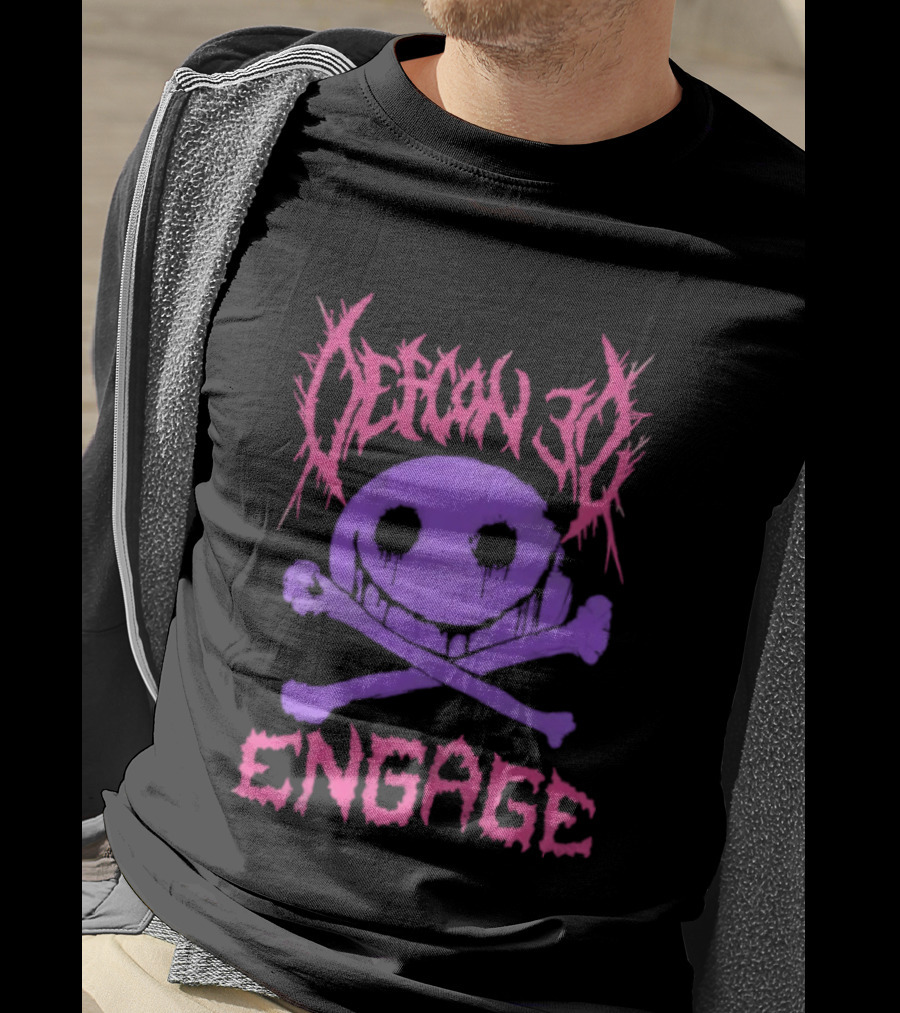 Defcon 30 Engage Purple Metal Skull Smiley T-Shirt