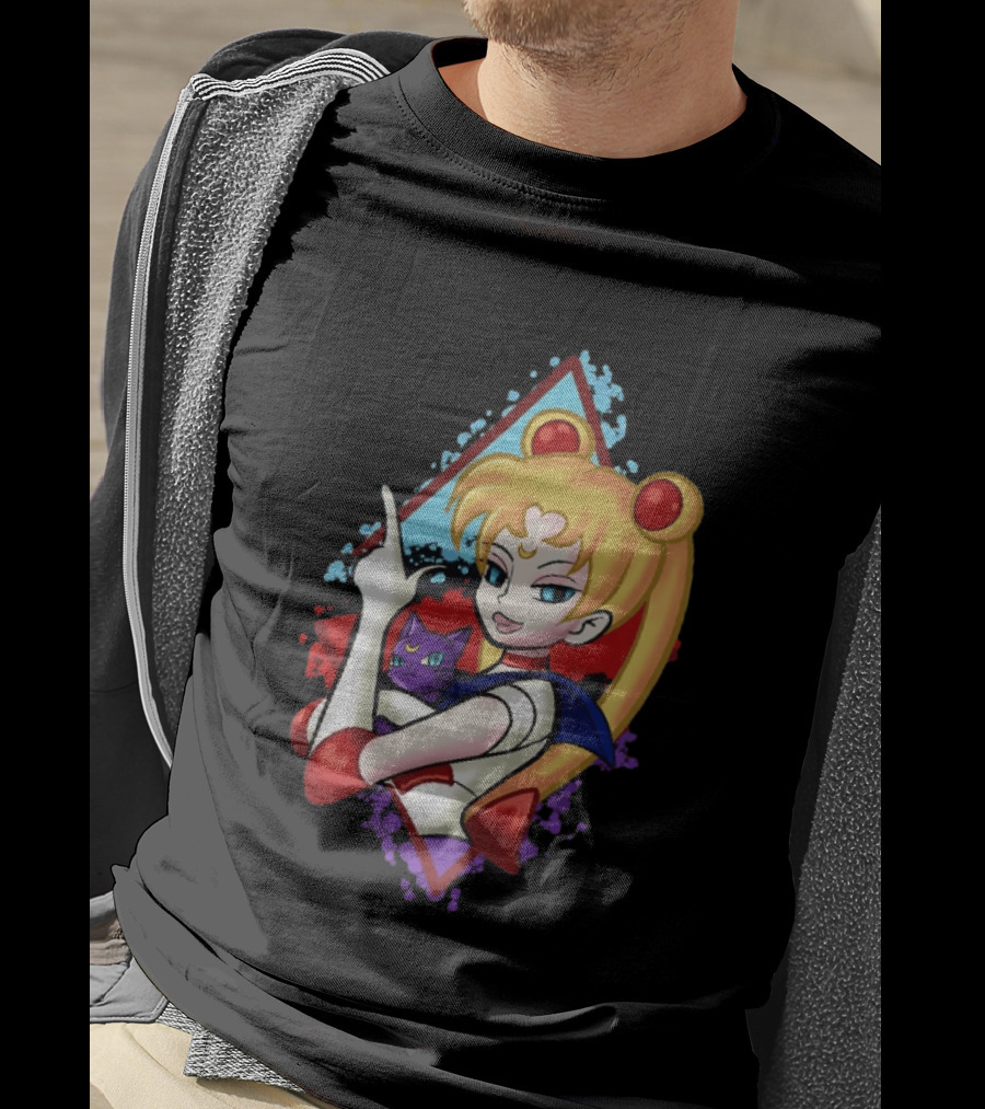 Sailor Moon With Luna Cat Anime Manga T-Shirt