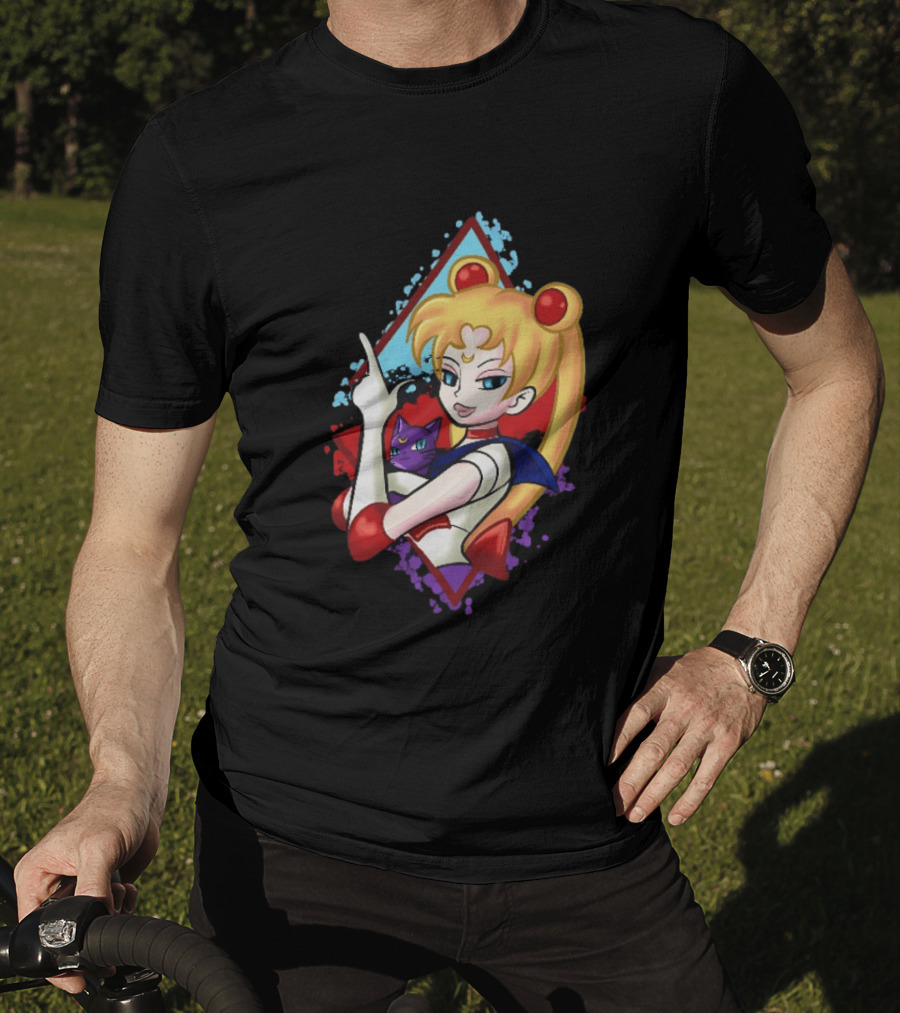 Sailor Moon With Luna Cat Anime Manga T-Shirt