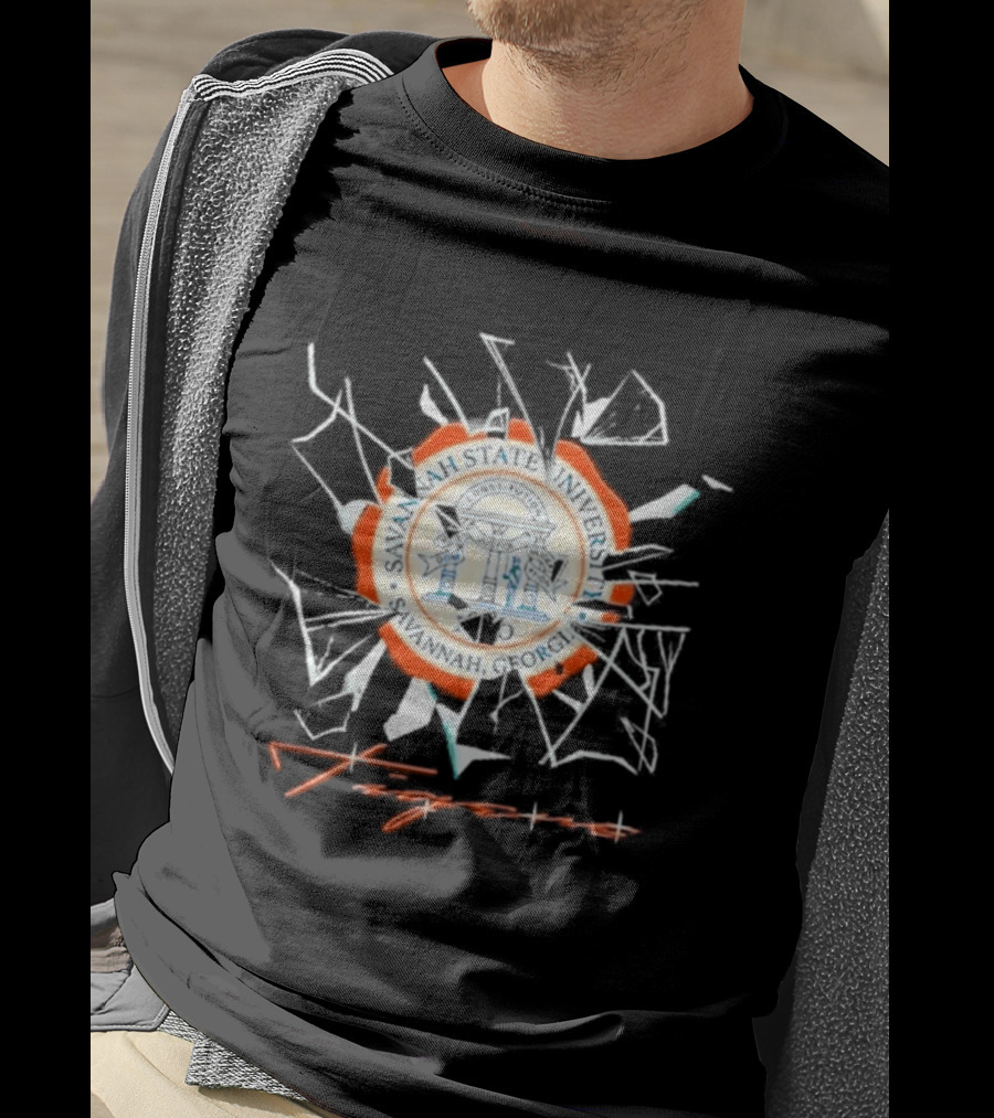 Savannah State University Seal Tigers Shattered Glass T-Shirt
