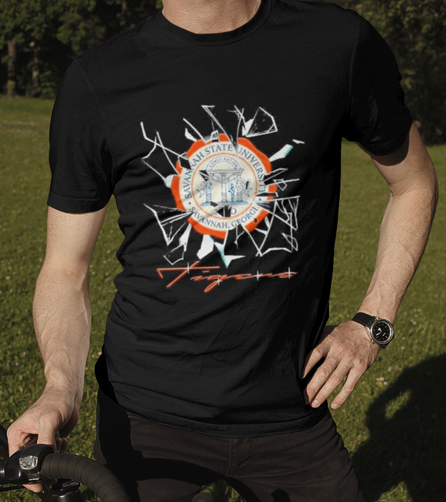 Savannah State University Seal Tigers Shattered Glass T-Shirt