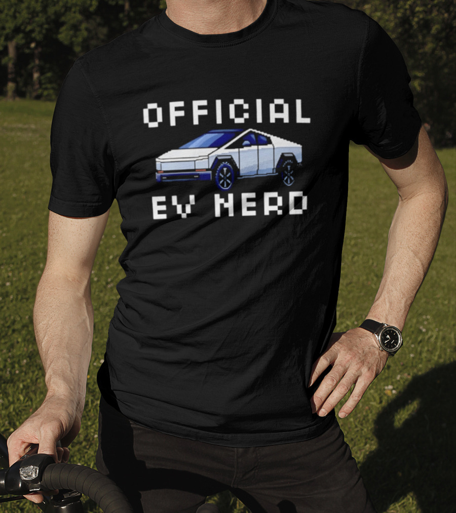 Official Ev Nerd Cybertruck Pixel Tesla T-Shirt