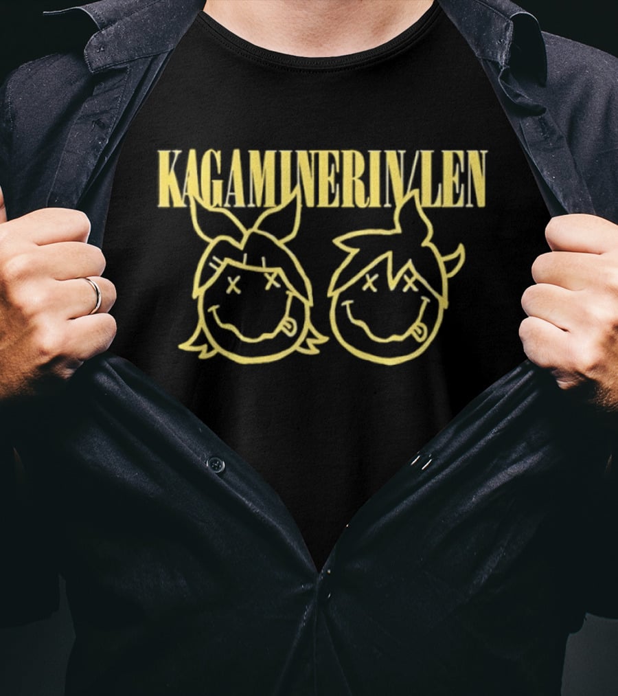 Kagamine Rin Len Smiley Face Vocaloid Icons Yellow T-Shirt