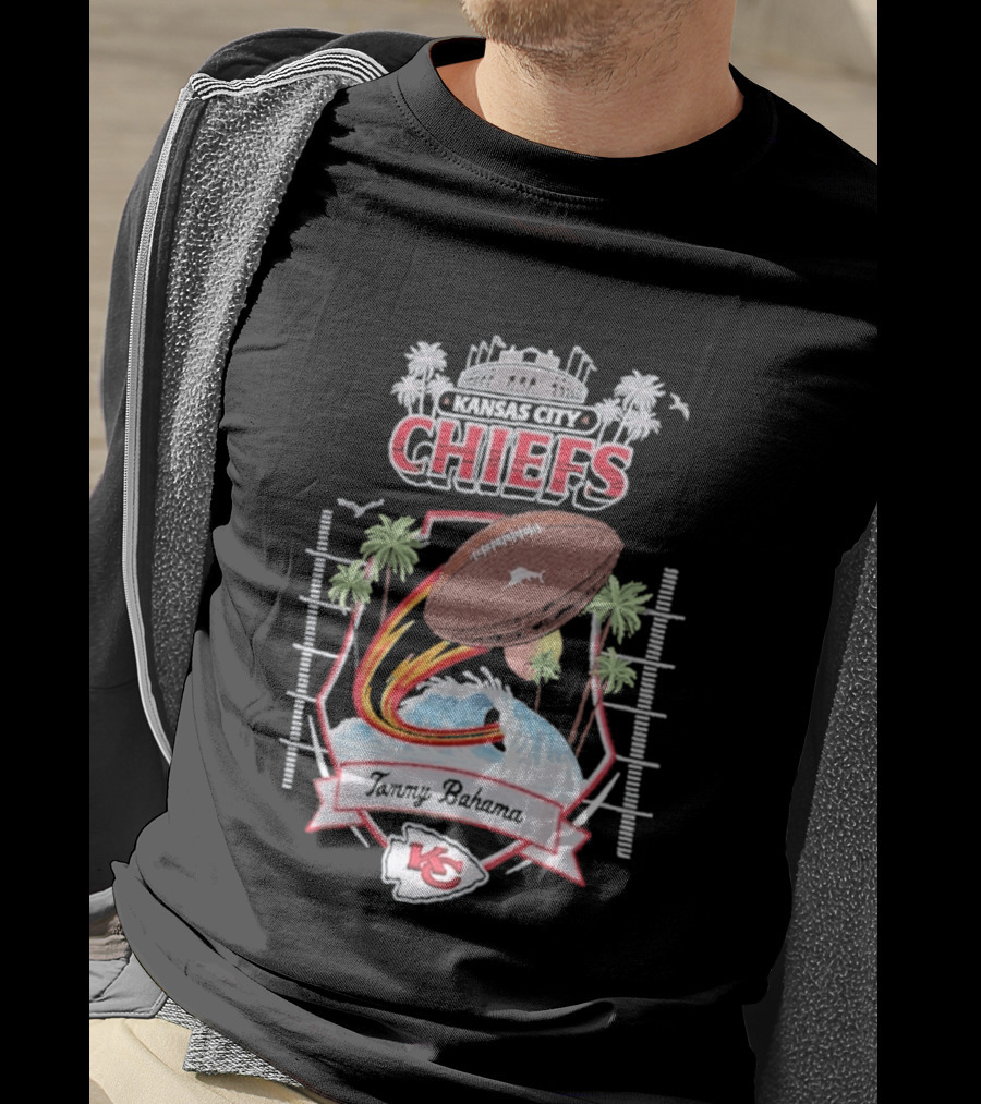 Kansas City Chiefs Tommy Bahama Tidal Kickoff Camp Football Palms T-Shirt