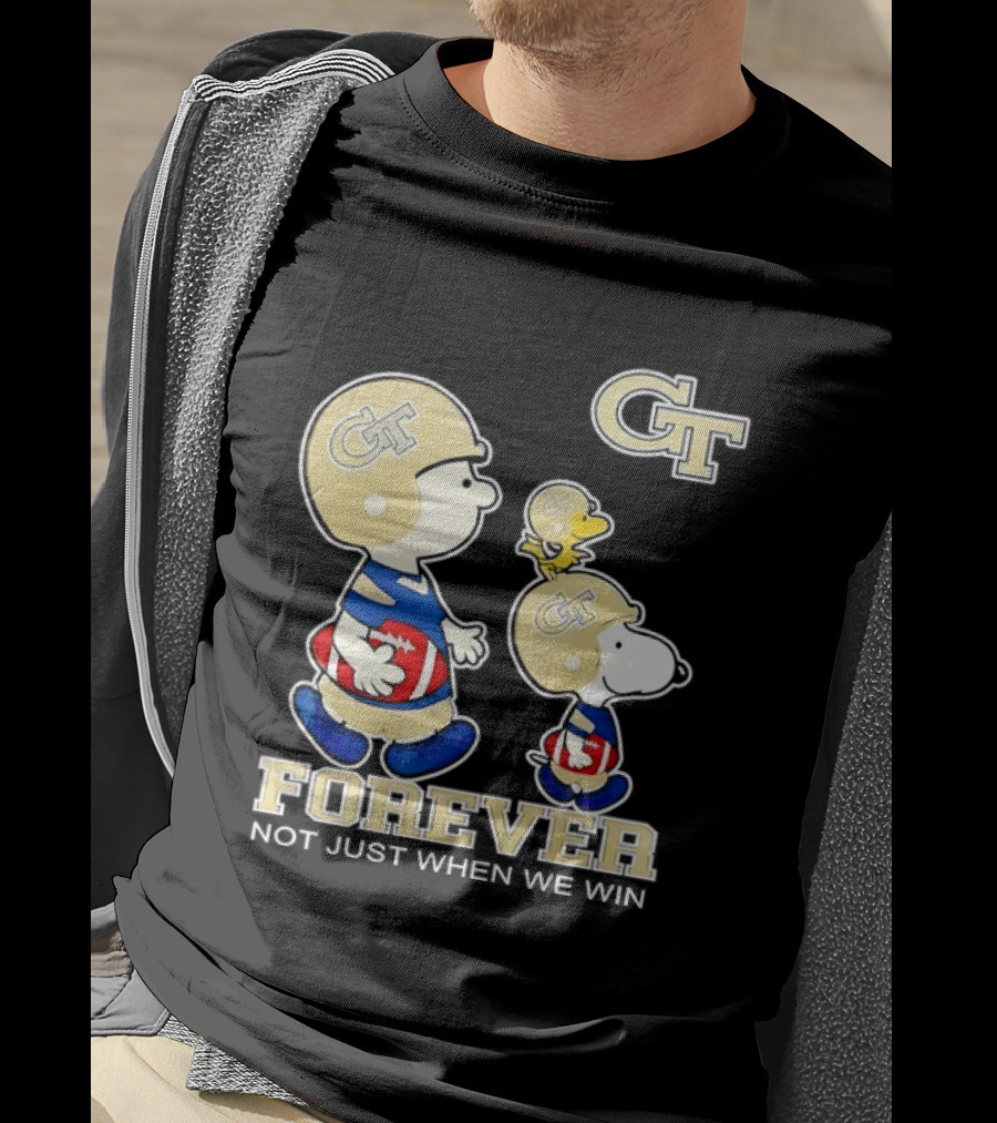 Snoopy Woodstock Charlie Brown Georgia Tech Yellow Jackets Forever Not Just When We Win T-Shirt