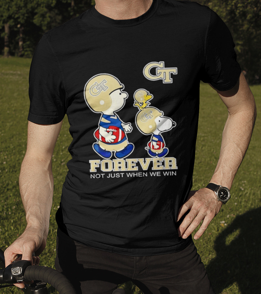 Snoopy Woodstock Charlie Brown Georgia Tech Yellow Jackets Forever Not Just When We Win T-Shirt
