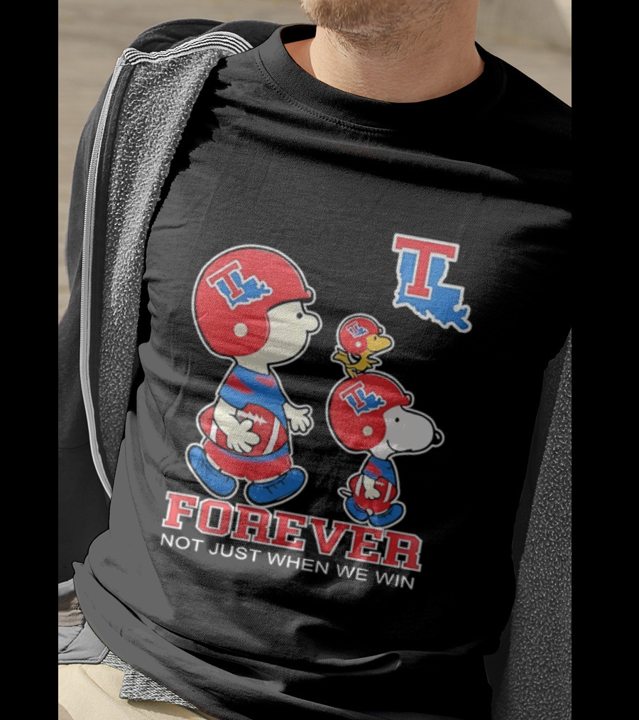 Charlie Brown Snoopy Woodstock Louisiana Tech Bulldogs Forever Not Just When We Win T-Shirt