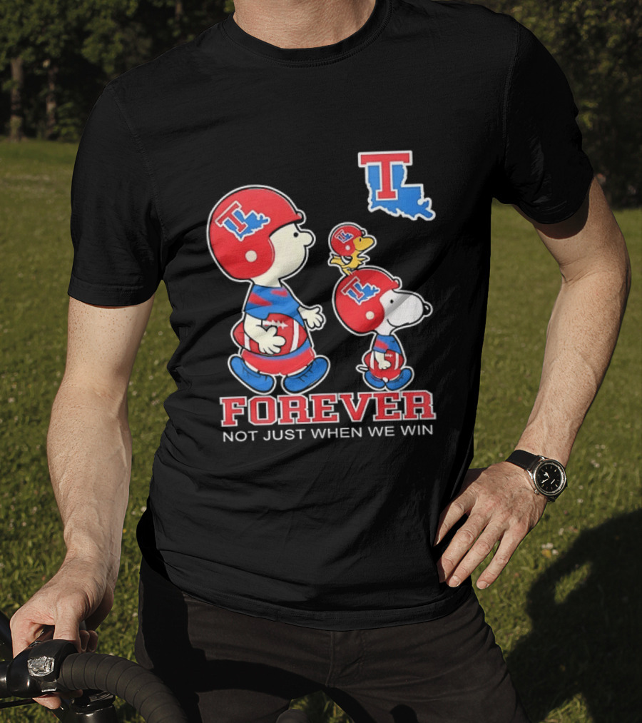 Charlie Brown Snoopy Woodstock Louisiana Tech Bulldogs Forever Not Just When We Win T-Shirt
