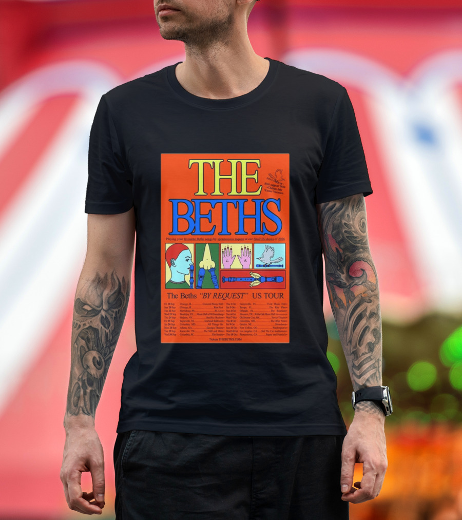 The Beths By Request US Tour 2026 Final Shows With Hands And Musical Notes T-Shirt