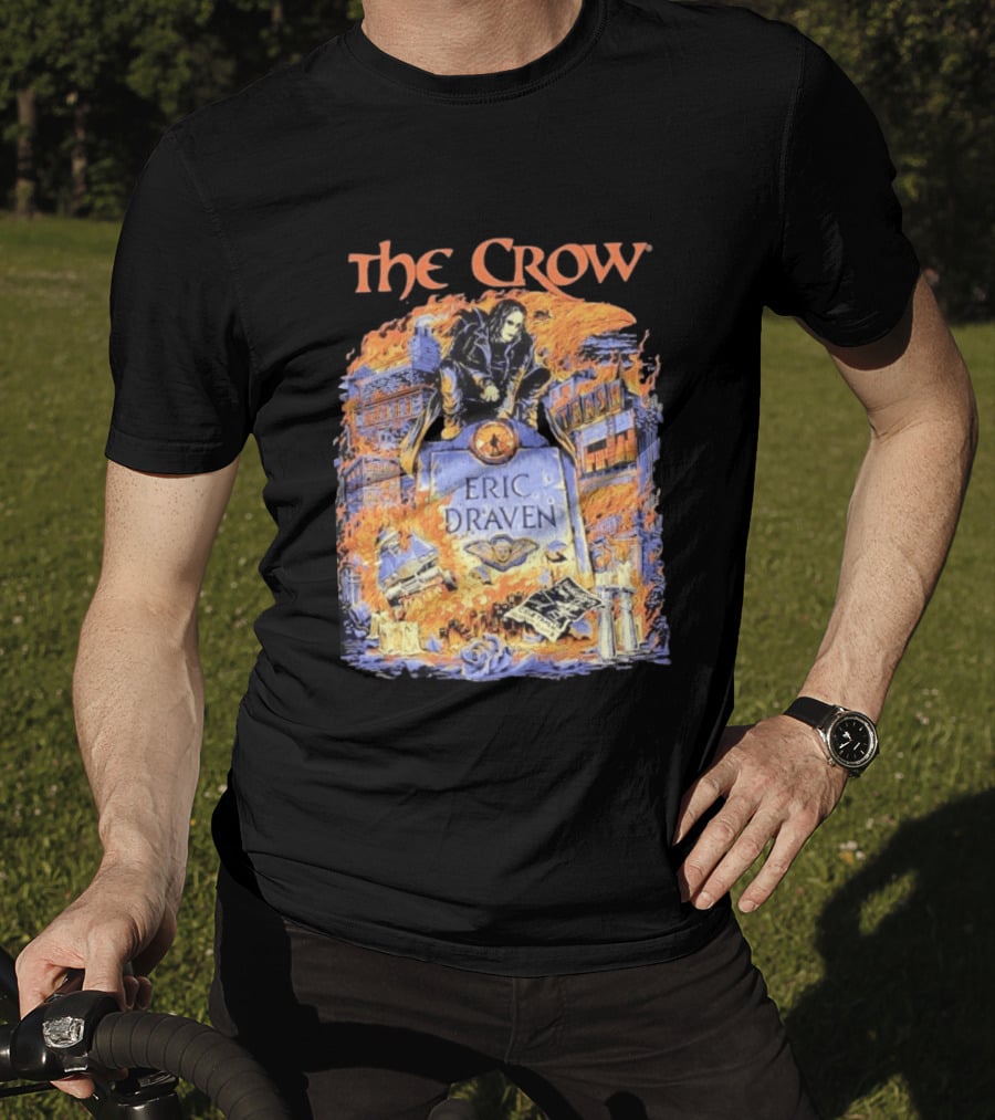 The Crow Eric Draven Devil's Night Trash City Buildings Flames T-Shirt