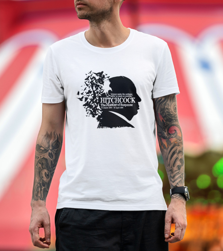 Alfred Hitchcock The Master Of Suspense Silhouette Birds 1899 1980 T-Shirt