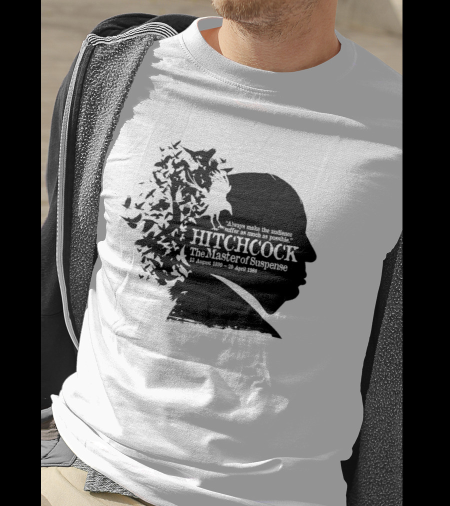 Alfred Hitchcock The Master Of Suspense Silhouette Birds 1899 1980 T-Shirt