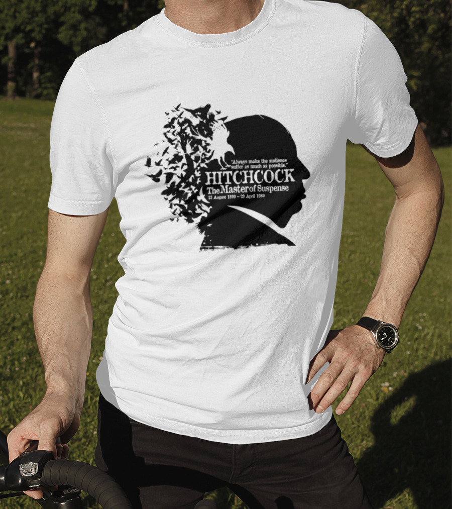 Alfred Hitchcock The Master Of Suspense Silhouette Birds 1899 1980 T-Shirt