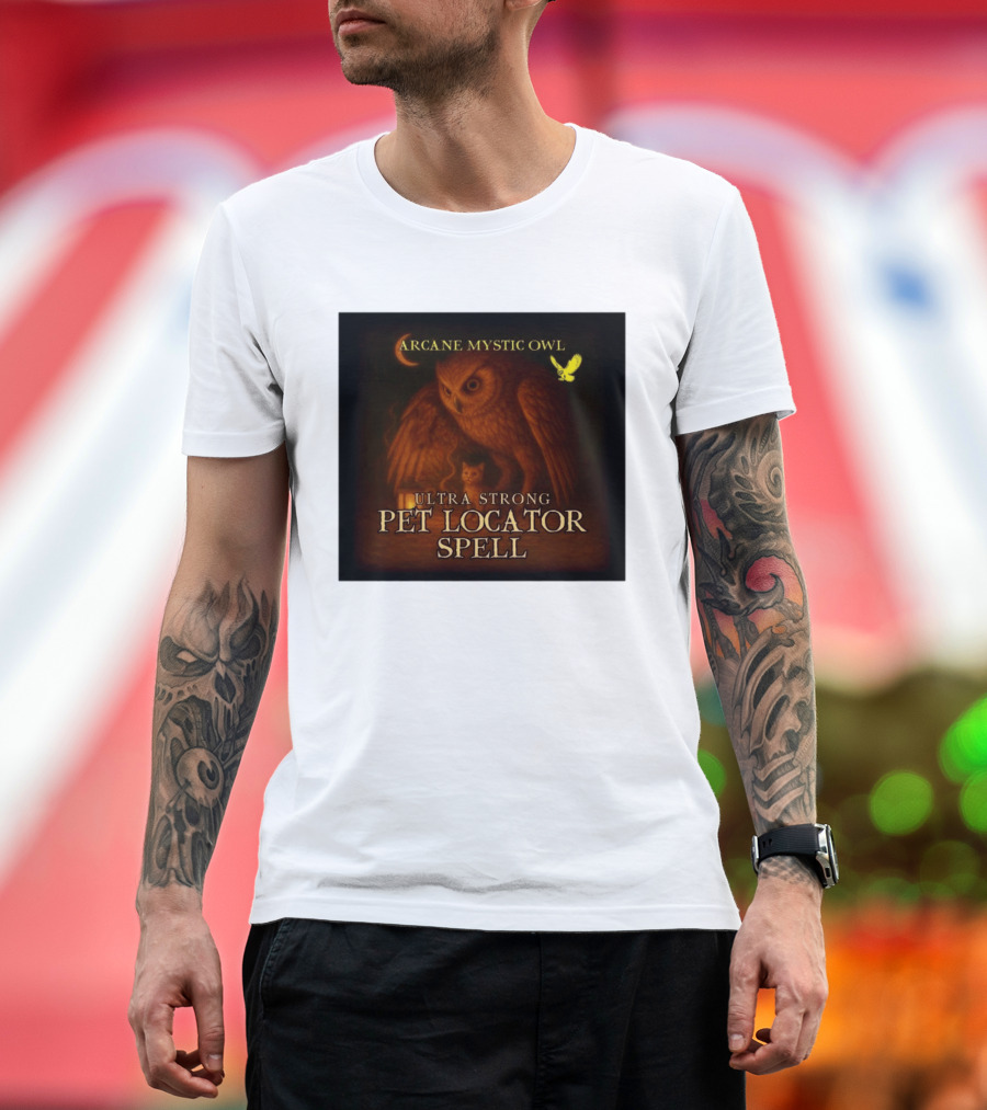 Arcane Mystic Owl Ultra Strong Pet Locator Spell Moonlit Guardian T-Shirt