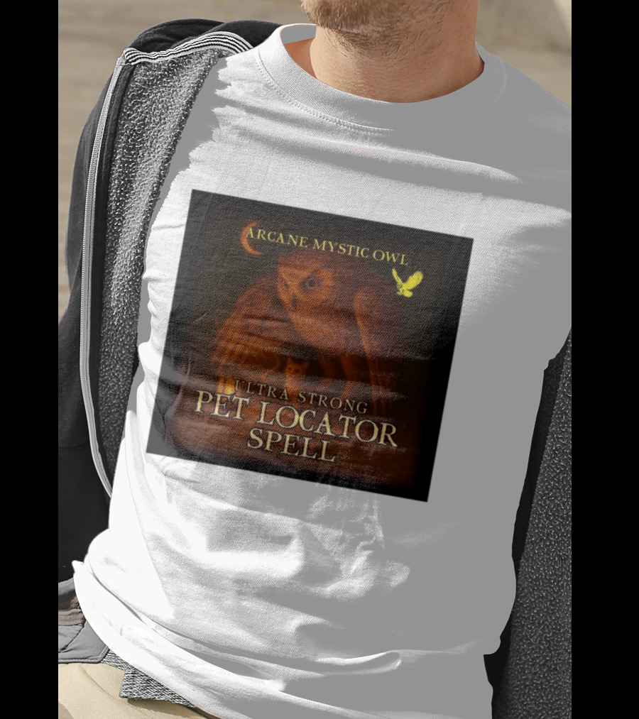 Arcane Mystic Owl Ultra Strong Pet Locator Spell Moonlit Guardian T-Shirt