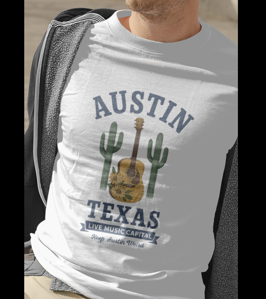 Austin Texas Live Music Capital Guitar Cactus Keep Austin Weird T-Shirt
