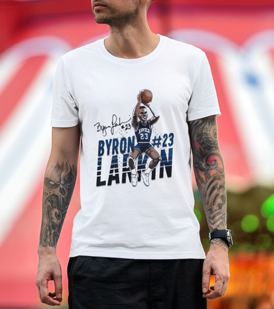 Byron Larkin #23 Xavier Basketball Hall Of Heroes T-Shirt