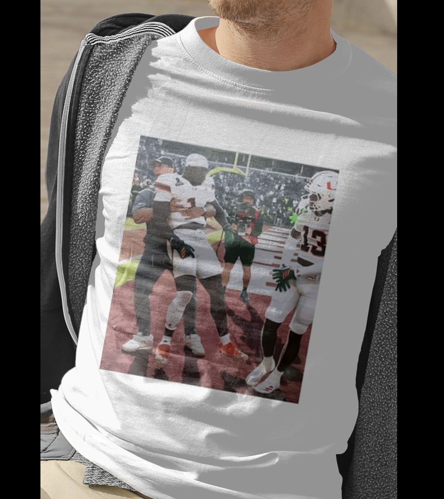 Miami Hurricanes Football Players Number 1 And 13 Celebration On Field T-Shirt