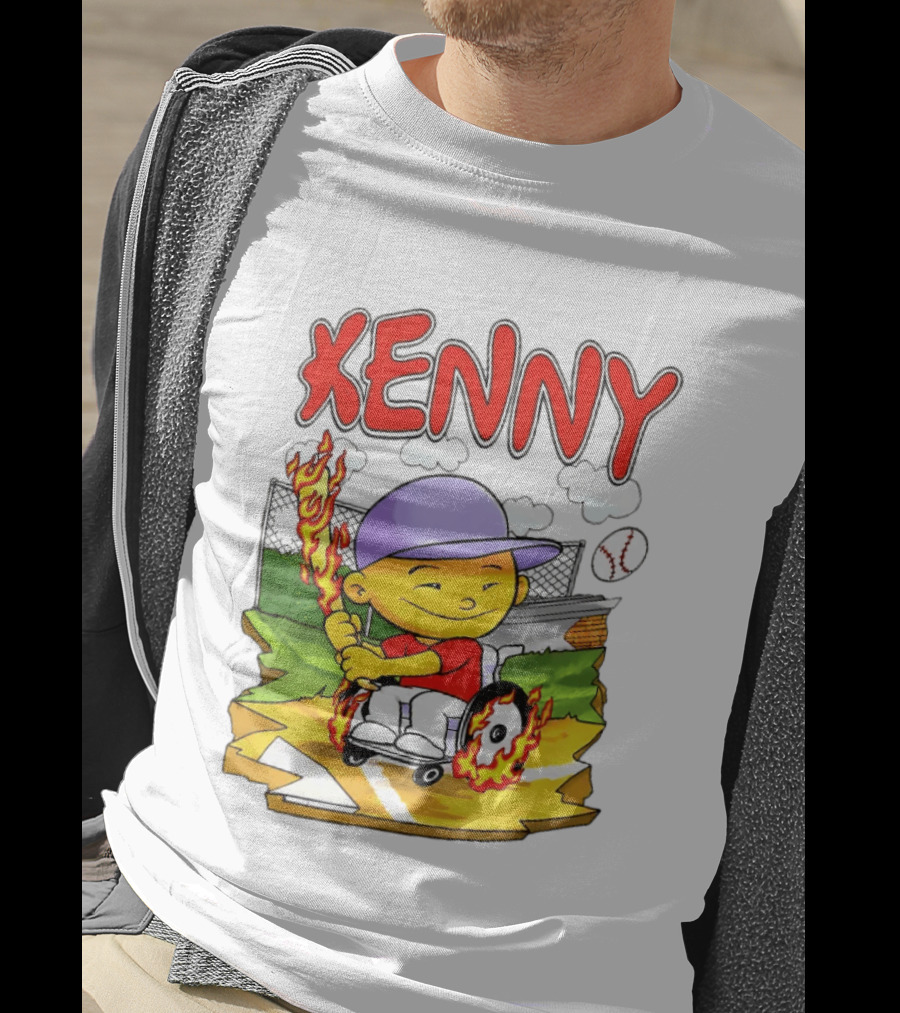 Kenny Kawaguchi Backyard Baseball Character Wheelchair Flames T-Shirt