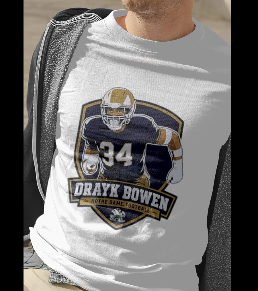Drayk Bowen Notre Dame Football 34 Fighting Irish NCAA T-Shirt